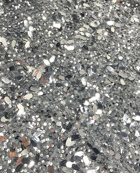 Пайетки на бархате серые\серебро с каплей